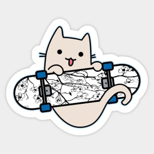 Cat and Skateboard Skateboarding Cat cherry skater Sticker